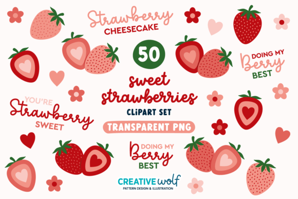 Download Sweet Strawberries 50 Clipart Set - Sweet Collection