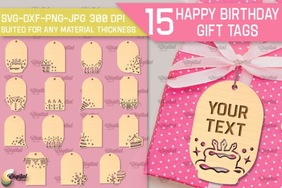 Download Happy Birthday Gift Tags LaserCut Bundle - Gift Collection