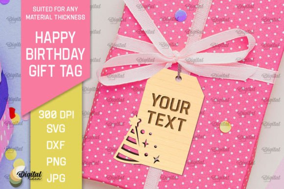 Download Happy Birthday Gift Tag Laser Cut - Gift Collection