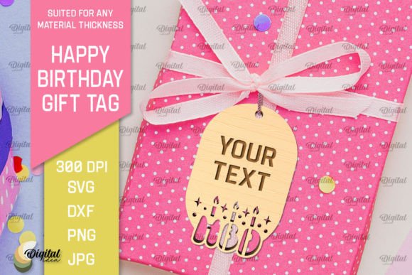 Download Happy Birthday Gift Tag Laser Cut - Gift Collection