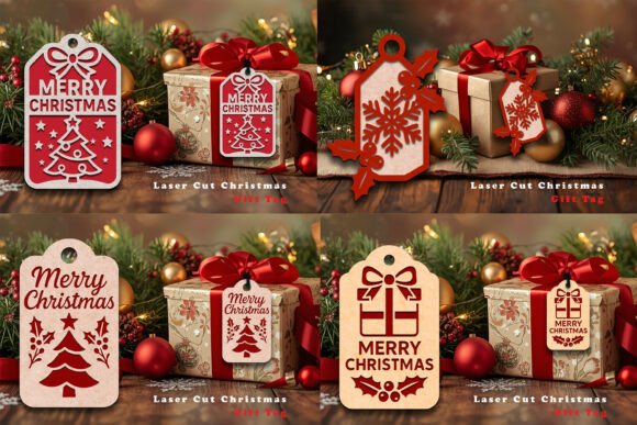 Download Laser Cut Christmas Gift Tag SVG Bundle - Gift Collection